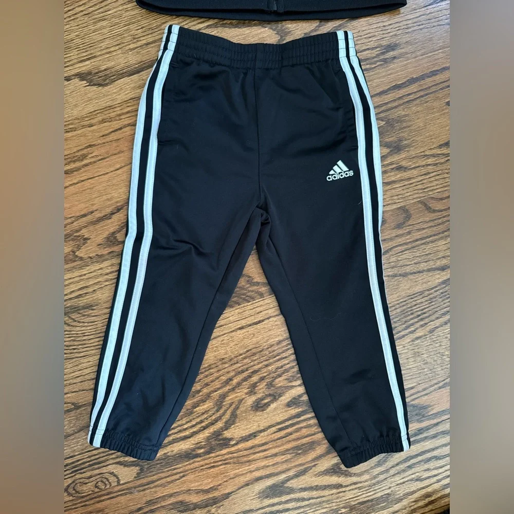 Adidas Kids Black Joggers with White Stripes, 3T